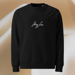 Premium Bio-Pullover Schwarz | Signature Stick Front mittig