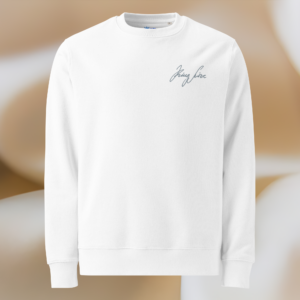 Premium Bio-Pullover Weiß | Signature Stick Brust links