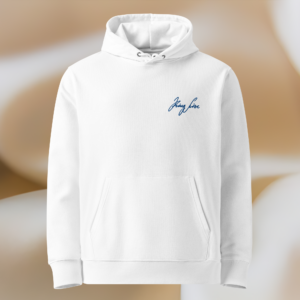 Premium Bio-Hoodie Weiß | Signature Stick Brust links