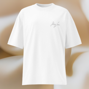 Oversized T-Shirt Weiß | Ton-in-Ton-Stick Brust links
