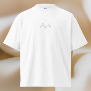Oversized T-Shirt Weiß | Ton-in-Ton-Stick Front mittig